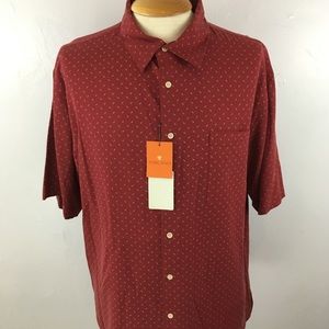 Toscano button down 100% silk short sleeves casual shirt red tan x large xl